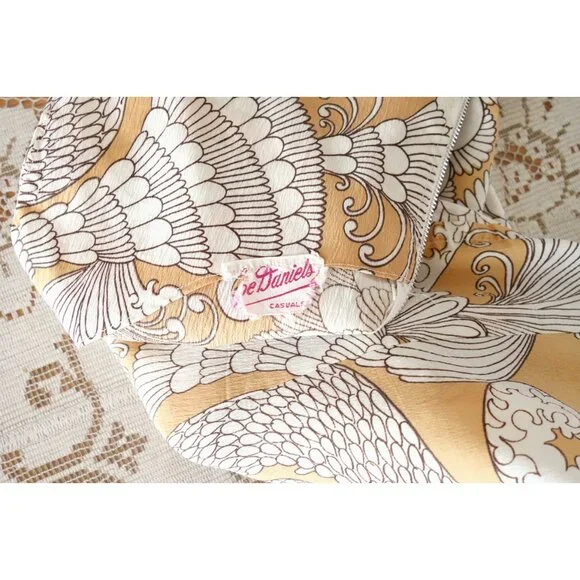 Vintage 60s Pastel Orange White Drop Waist Pleated Skirt Dress est. Medium 6 8 - Picture 4 of 5